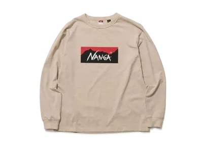 NANGA Eco Hybrid Box Logo L/S Tee "Oatmeal"