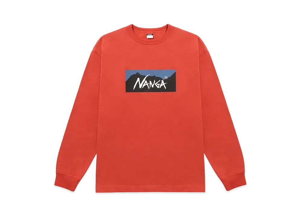 NANGA Eco Hybrid Box Logo L/S Tee "Orange"