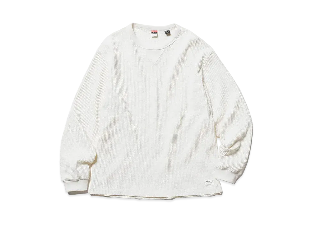 NANGA Eco Hybrid Waffle L/S Tee "White"