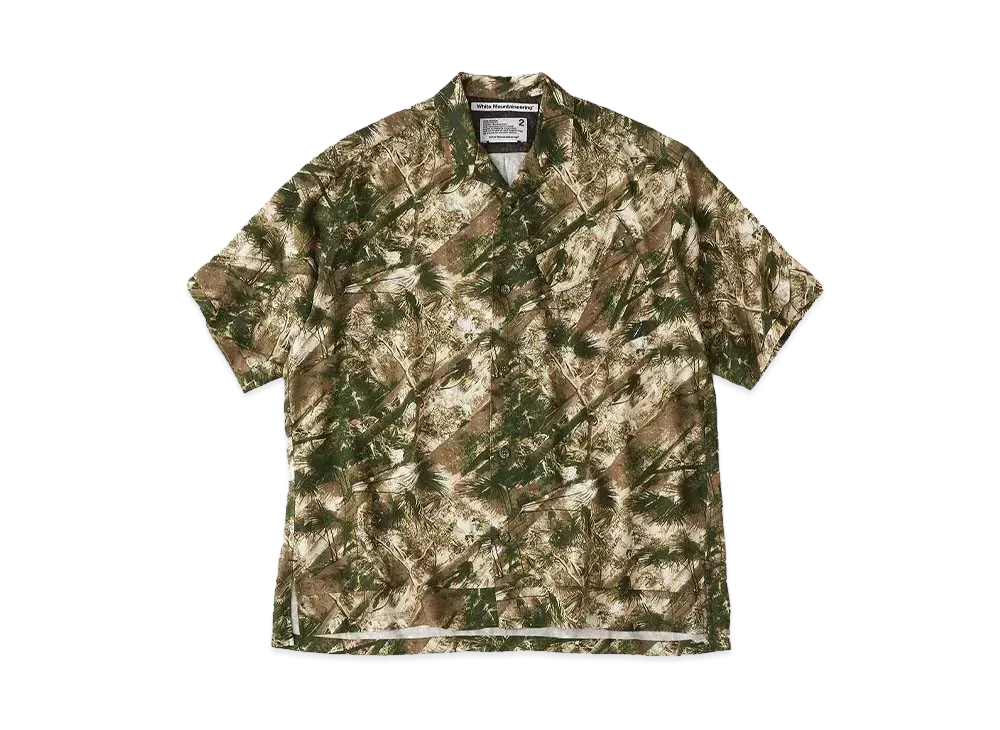 White Mountaineering JUNGLE PATTERN OPEN COLLAR S/S SHIRT "KHAKI"