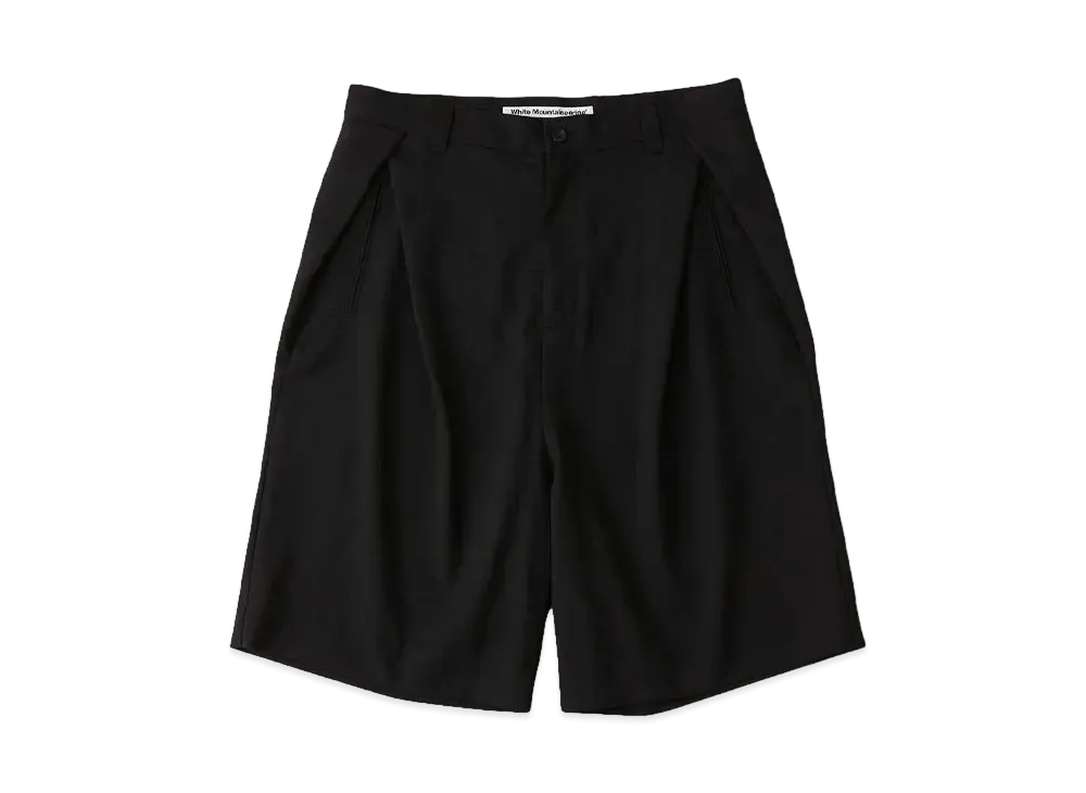 White Mountaineering TROPICAL WOOL 2 TUCK SHORT PANTS "BLACK"
