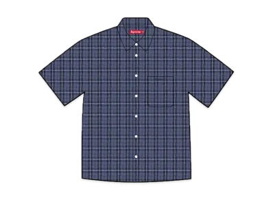 Supreme Loose Fit Mini Plaid S/S Shirt "Navy"