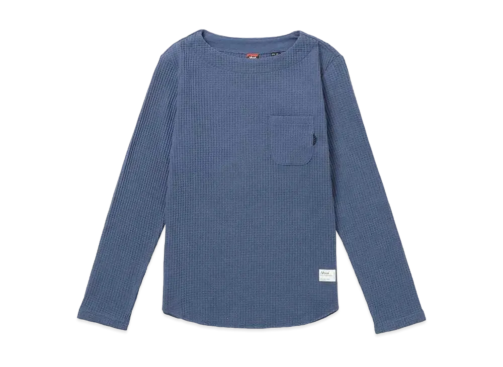 NANGA Women's Eco Hybrid Waffle B.Neck L/S Tee "Blue"