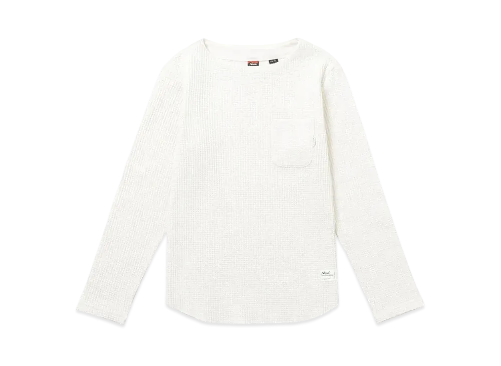 NANGA Women's Eco Hybrid Waffle B.Neck L/S Tee "White"