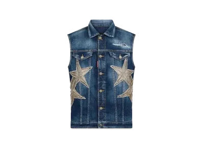 Dsquared2 x Rolling Stones Starry Night Denim Classic Vest "Navy"