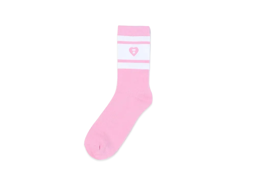 A BATHING APE Logo College Socks "Pink"