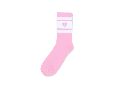 A BATHING APE Logo College Socks "Pink"