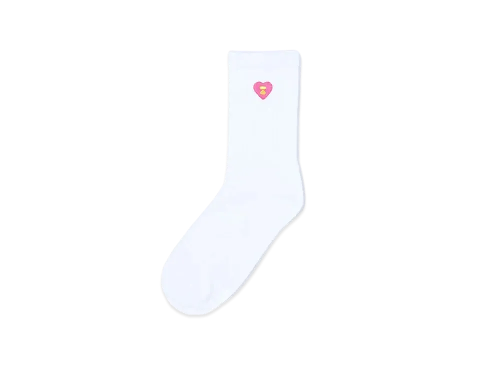 A BATHING APE Ribbed Logo Socks "White"