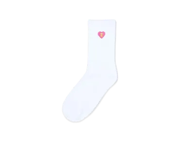 A BATHING APE Ribbed Logo Socks "White"