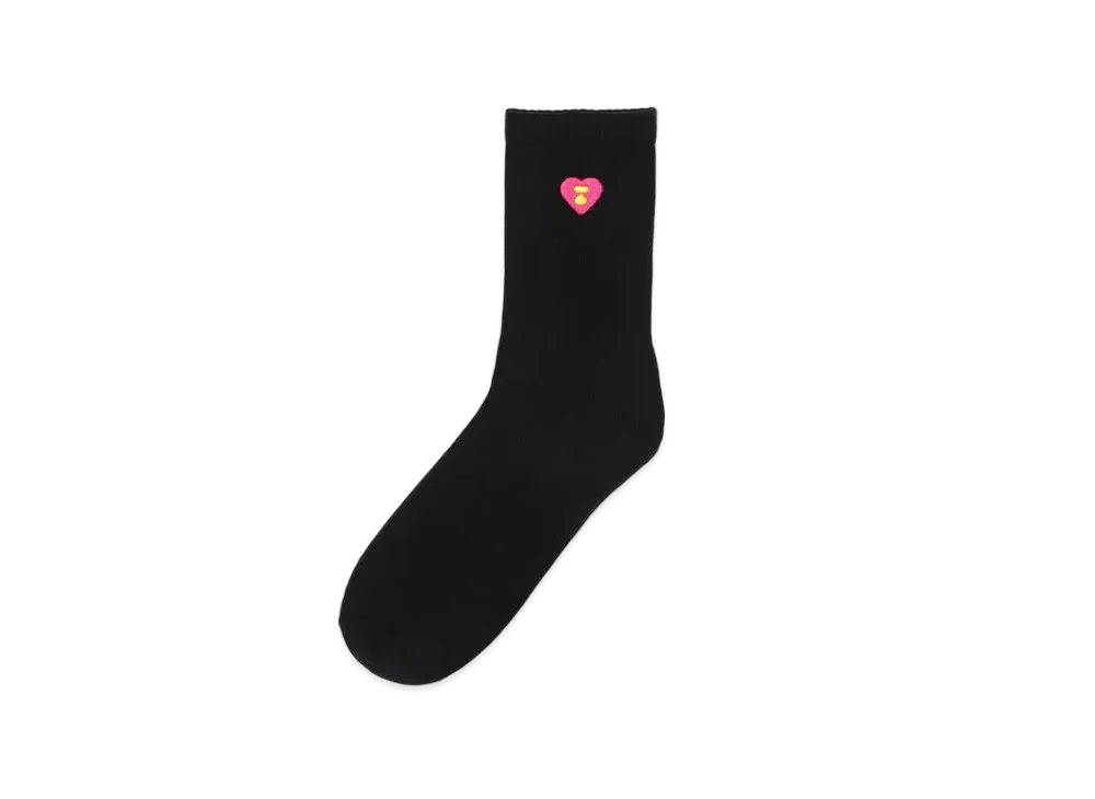 A BATHING APE Ribbed Logo Socks "Black"