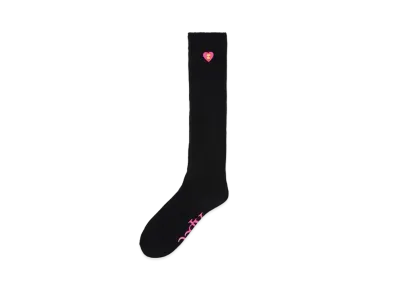A BATHING APE Logo Ribbed Knee Length Socks "Black"