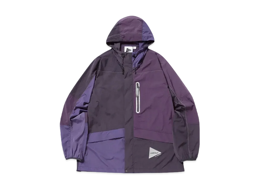 GRAMICCI x and wander PATCHWORK WIND HOODIE "MULTI PURPLE"