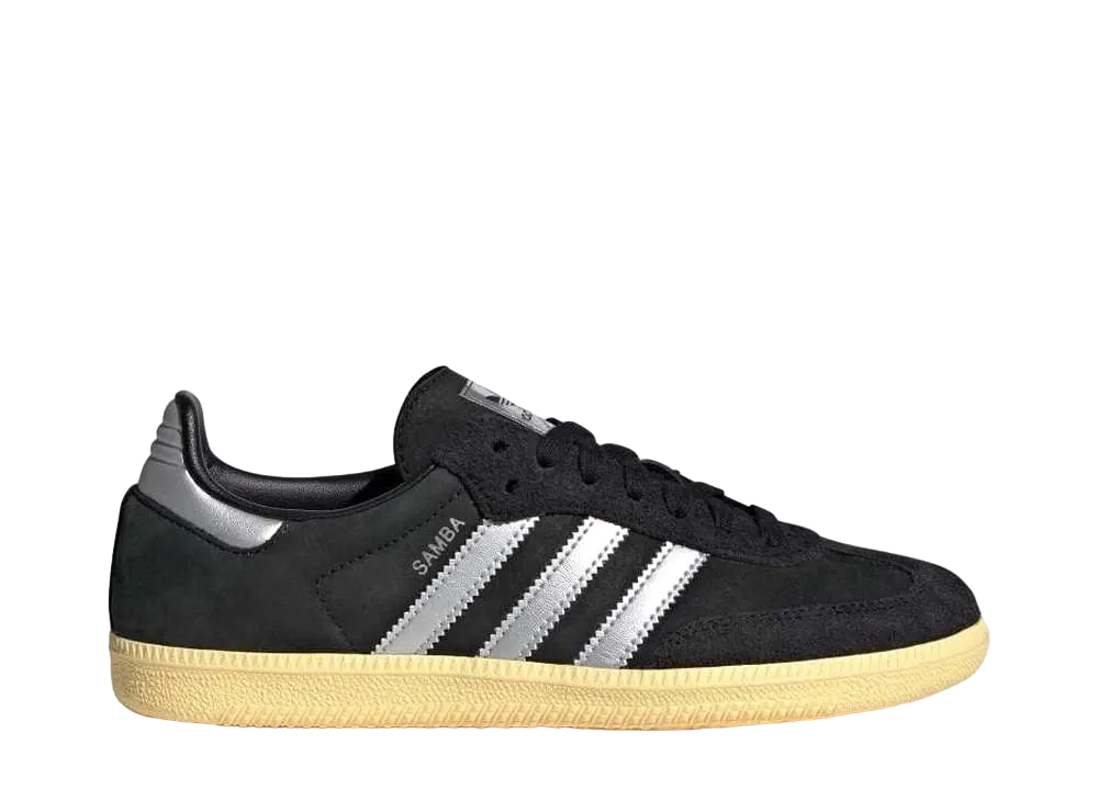 adidas Women's Samba OG "Core Black/Matte Silver/Almost Yellow"