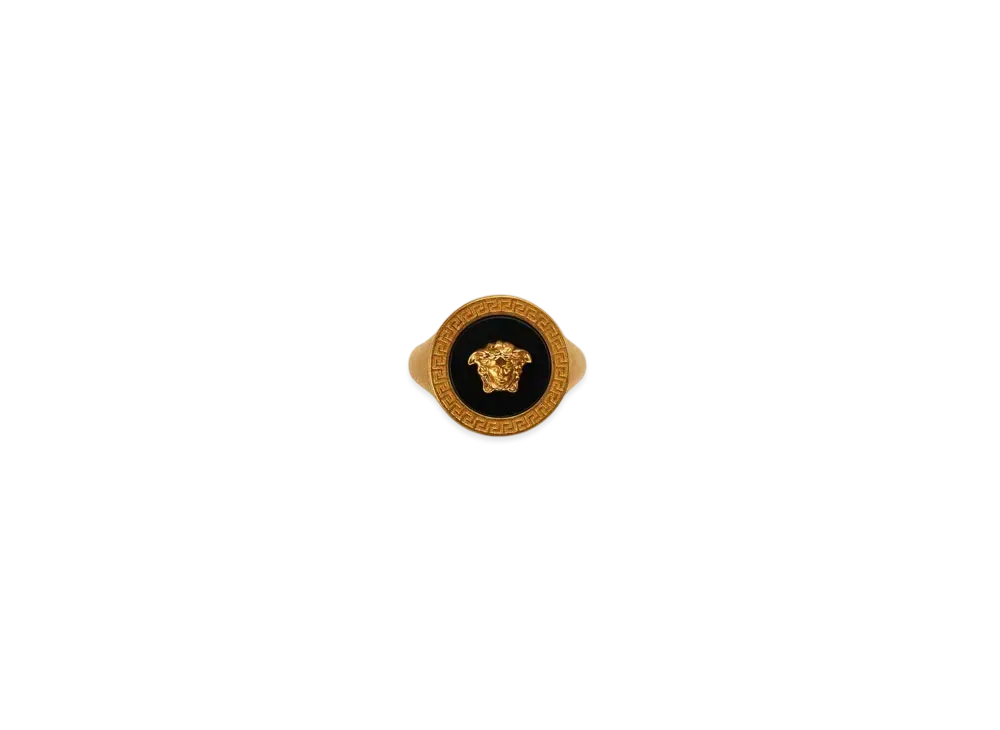 Versace Enamel Medusa Ring "Black/Gold"