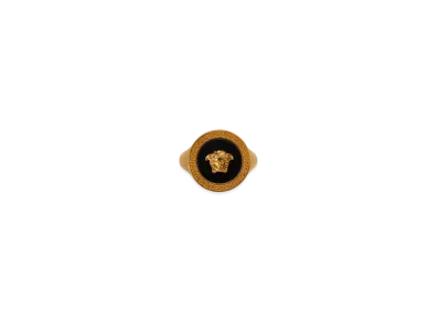 Versace Enamel Medusa Ring "Black/Gold"