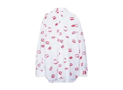 TAKAHIROMIYASHITATheSoloist. back gusset sleeve botton down shirt.(lip patterne) "white"