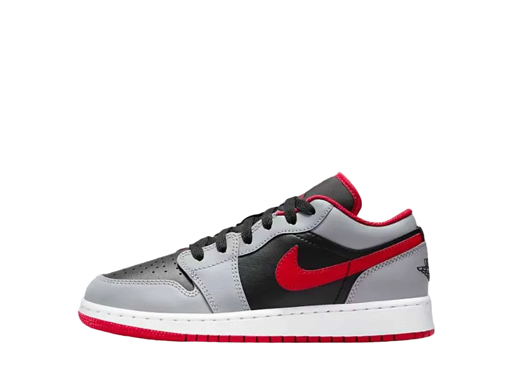 ナイキ GS エアジョーダン1 ロー "ブラック/セメントグレー/ホワイト/ファイヤーレッド"