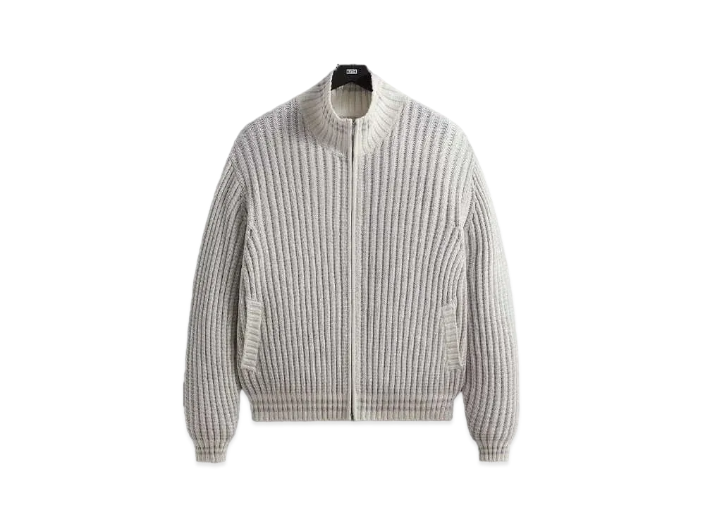 Kith Wyona Open Knit Full Zip Sweater "Light Heather Grey"