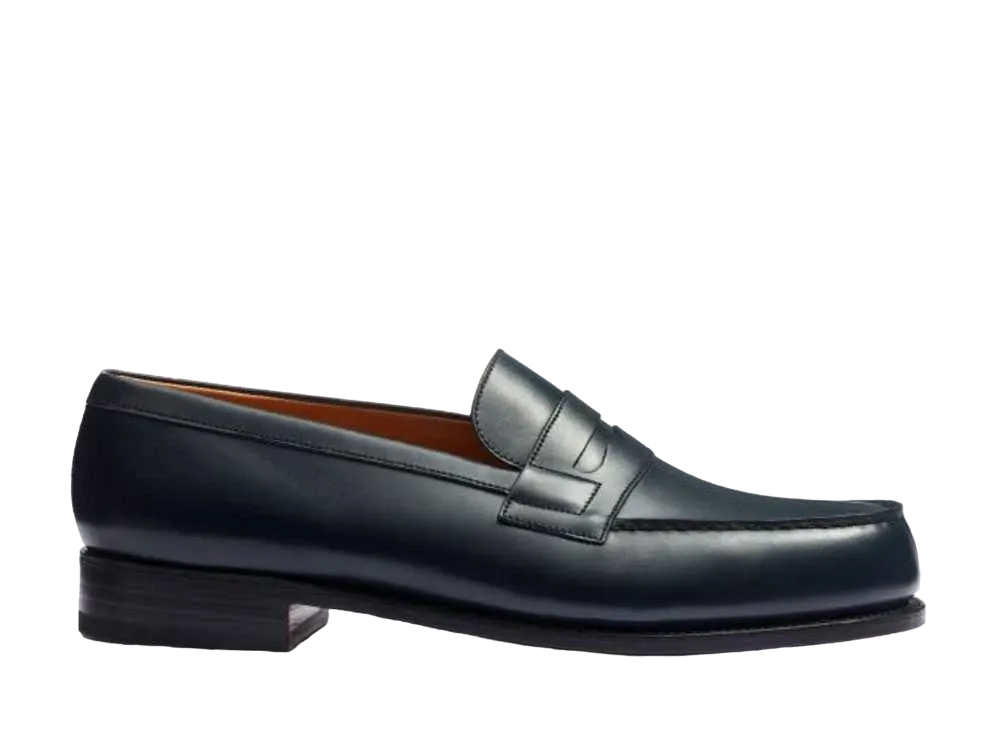 J.M.Weston Signature Loafer #180 D Box Calf "Blue" 114116518010/1F Single Leather Sole
