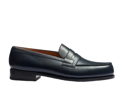 J.M.Weston Signature Loafer #180 D Box Calf "Blue" 114116518010/1F Single Leather Sole