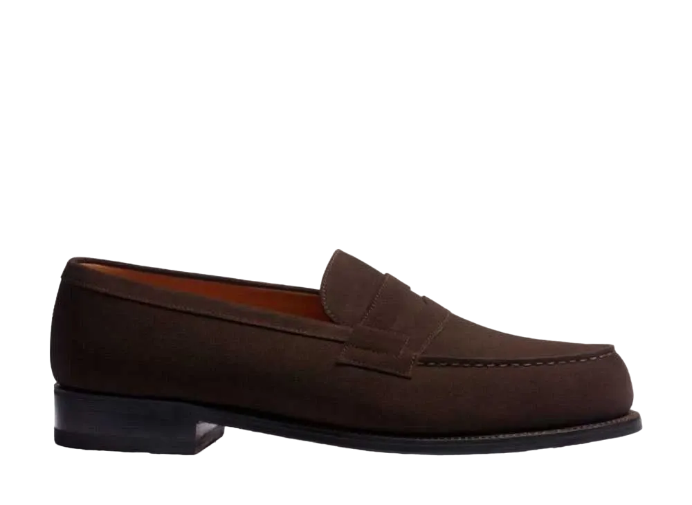 J.M.Weston Signature Loafer #180 D Suede Calf "Brown" 1141518180/1F Single Leather Sole