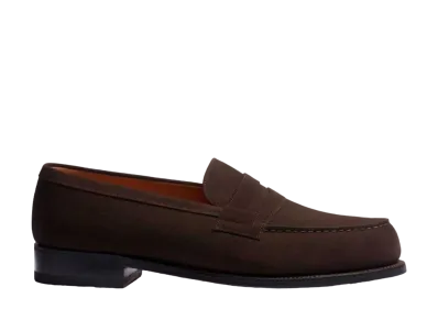 J.M.Weston Signature Loafer #180 D Suede Calf "Brown" 1141518180/1F Single Leather Sole
