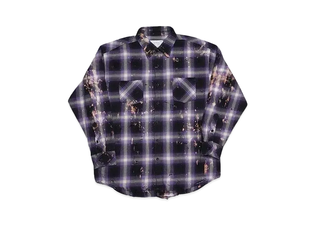 Rafu Bleached & Damaged Shirt "PURPLE"