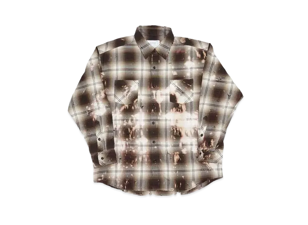 Rafu Bleached & Damaged Shirt "BROWN"