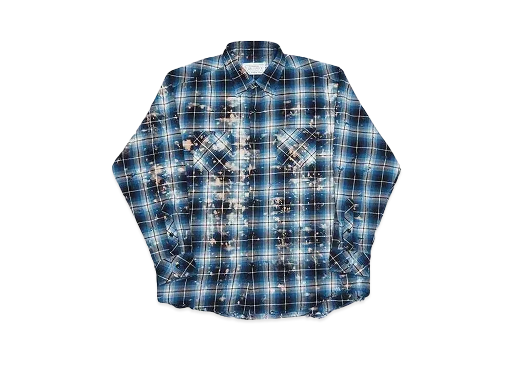 Rafu Bleached & Damaged Shirt "BLUE"