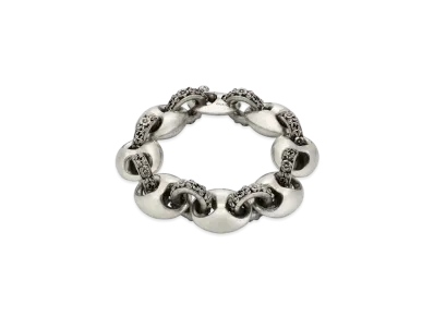 GUCCI Interlocking G Marina Chain Bracelet Aged Finish "Silver"