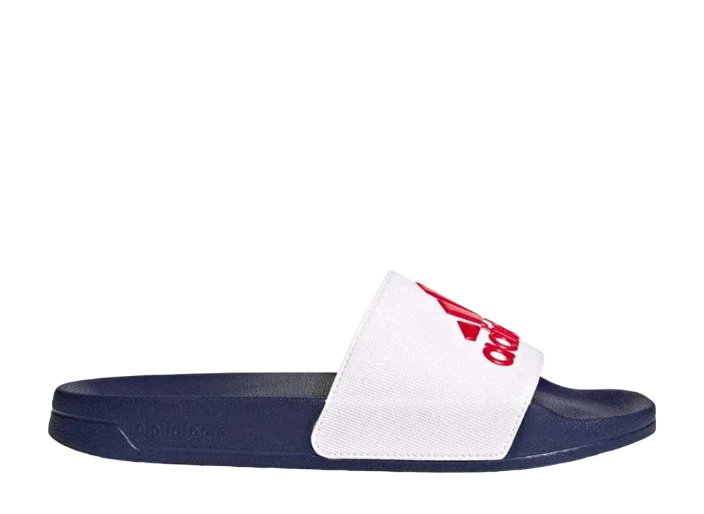 adidas Adilette Shower Slides "Footwear White/Better Scarlet/Victory Blue"