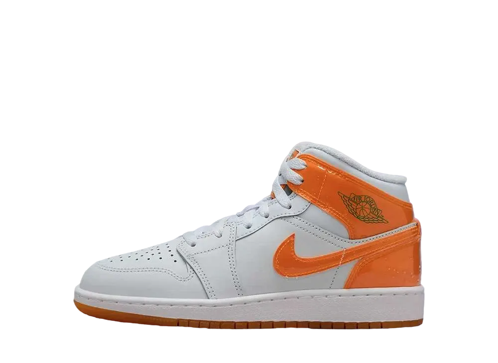 Nike GS Air Jordan 1 Mid "Football Grey/Pine Green/White/Orange Peel"