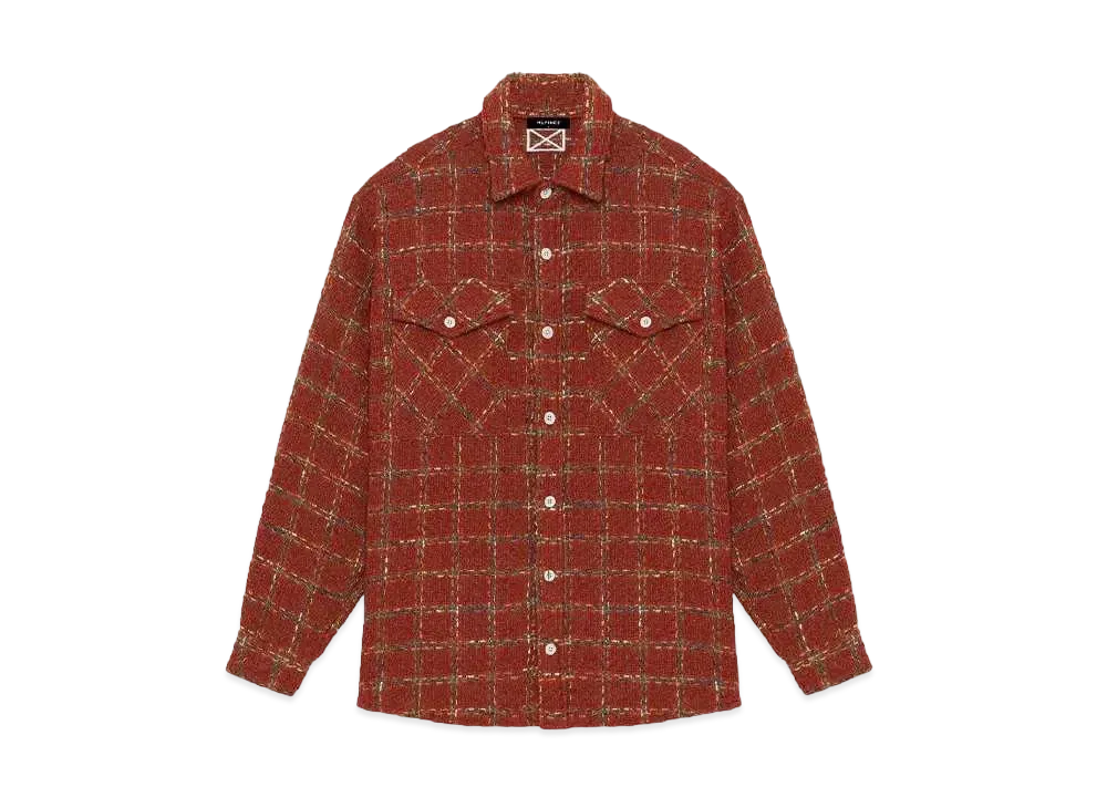 MLVINCE EMBROIDERY CHECK TWEED SHIRTS "RED"
