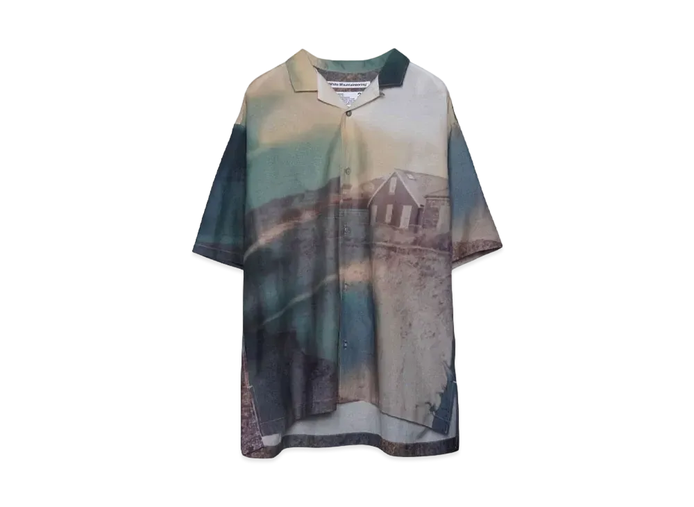 White Mountaineering PHOTO PRINT OPEN COLLAR SHIRT "MULTI"