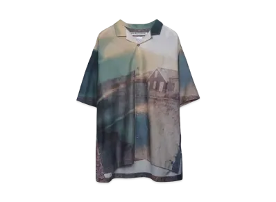 White Mountaineering PHOTO PRINT OPEN COLLAR SHIRT "MULTI"