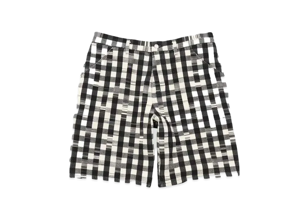 NEONSIGN Glitch Gingham Wide Shorts "WHITE/BLACK"