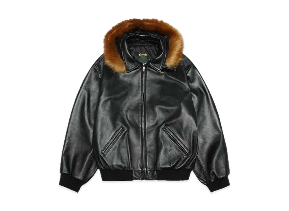 Supreme Schott Hooded Leather Bomber Jacket "Black"