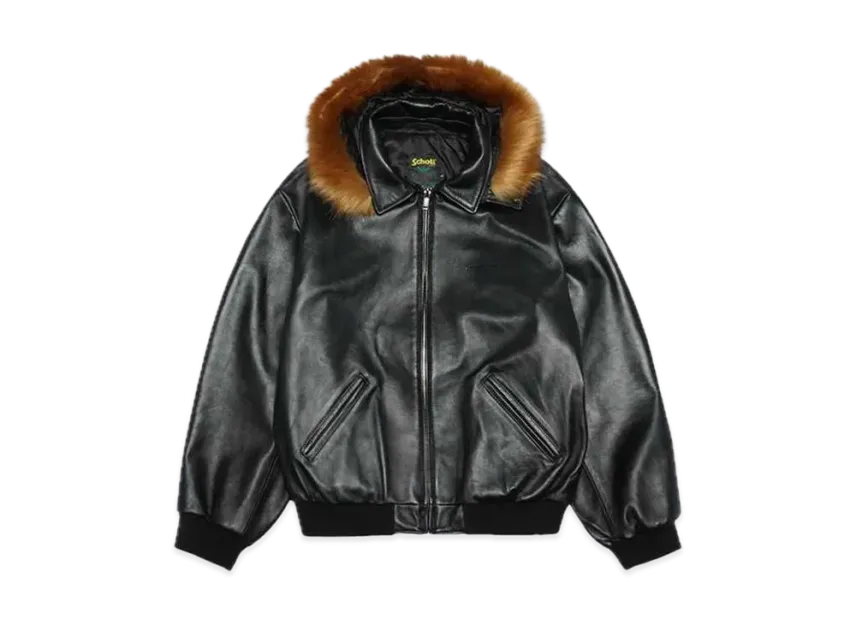 Supreme Schott Hooded Leather Bomber Jacket