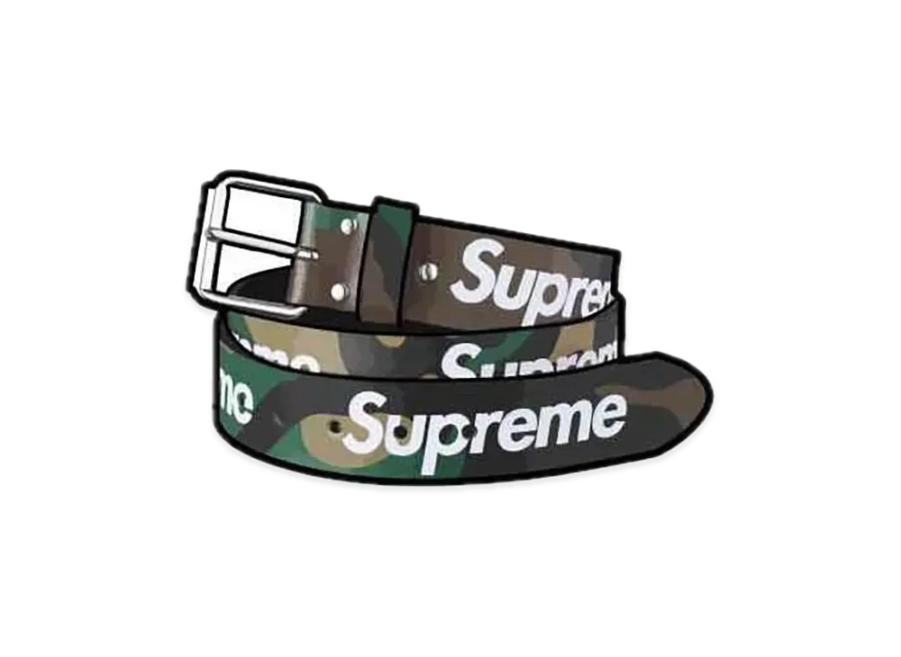 シュプリーム リピート レザー ベルト "ウッドランド カモ" (24SS)