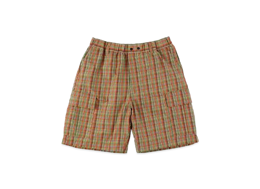 SON OF THE CHEESE Traditional Check Cargo Shorts "GREEN"