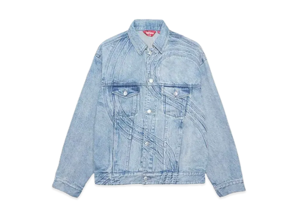 Supreme S Logo Denim Trucker Jacket "Washed Blue"