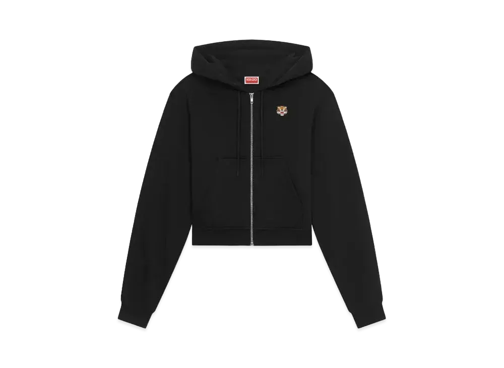 KENZO 'LUCKY TIGER CREST' Embroidered Zip-up Hoodie "Black"