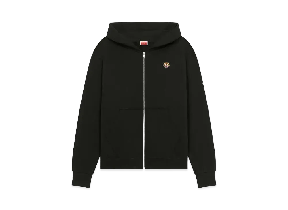 KENZO 'LUCKY TIGER CREST' Embroidered Zip-up Hoodie "Black"