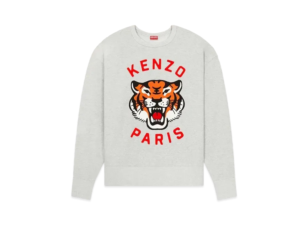 KENZO 'LUCKY TIGER' Embroidered Sweat Unisex "Pale Grey"