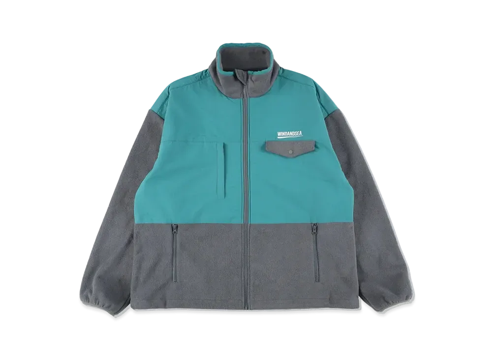 WIND AND SEA Fishnet Recycled Nylon Fleece Zipup Blouson "Sea Foam"