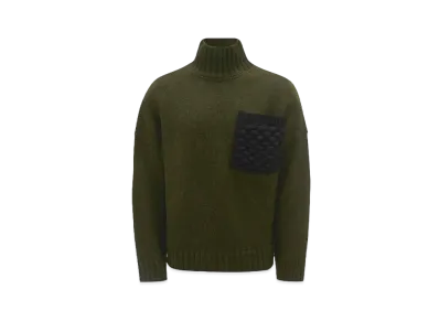 JW ANDERSON Popcorn Patch Pocket Turtleneck Sweater "Forest Green"