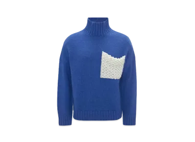 JW ANDERSON Popcorn Patch Pocket Turtleneck Sweater "Azure Blue"