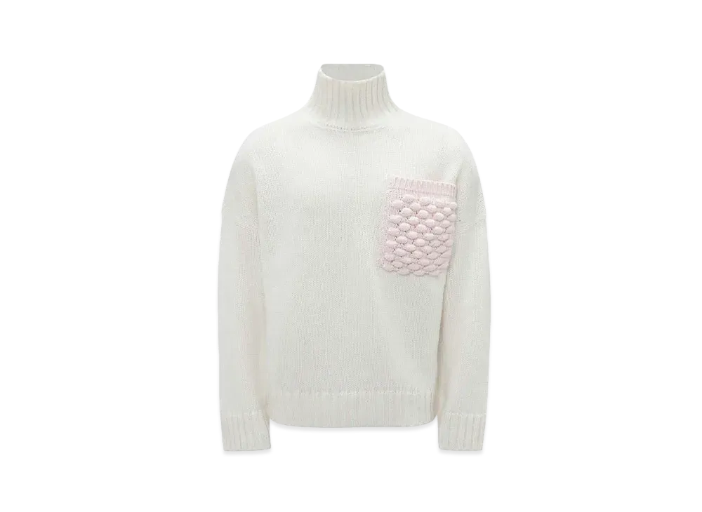 JW ANDERSON Popcorn Patch Pocket Turtleneck Sweater "White"