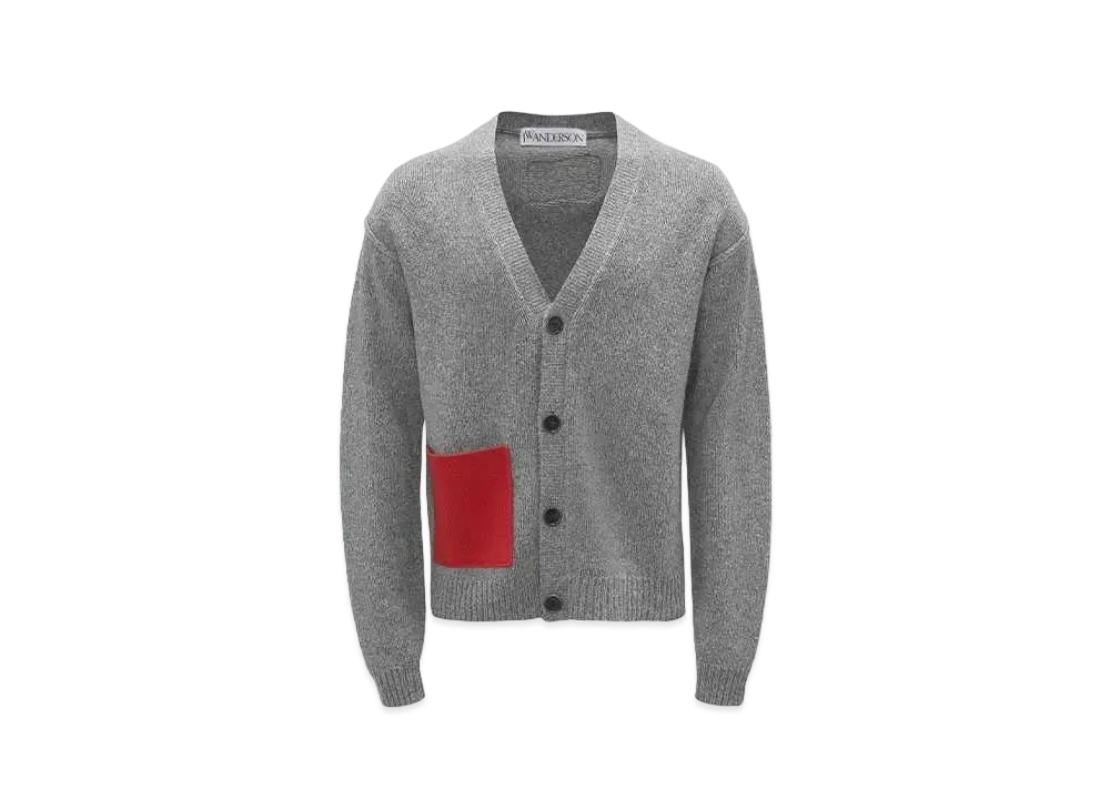 JW ANDERSON Contrast Pocket Cardigan "Melange Gray"