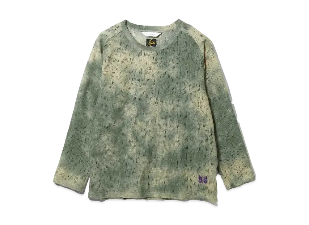 Needles x Sasquatchfabrix. L/S U Neck Tee Uneven Dye "Green"